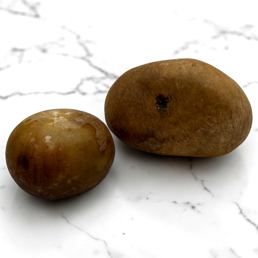 Lot of 2 Alabaster Stone Potatoes Root Vegetable Realistic Hand Carved Garden